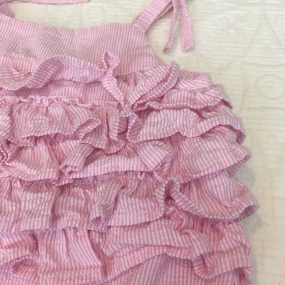 12-18m (4/$20) Seersucker Sunsuit of Ruffles by MudPie - Picture 3 of 7